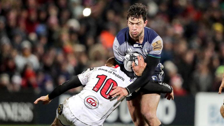 Danie Poolman is tackled by Paddy Jackson