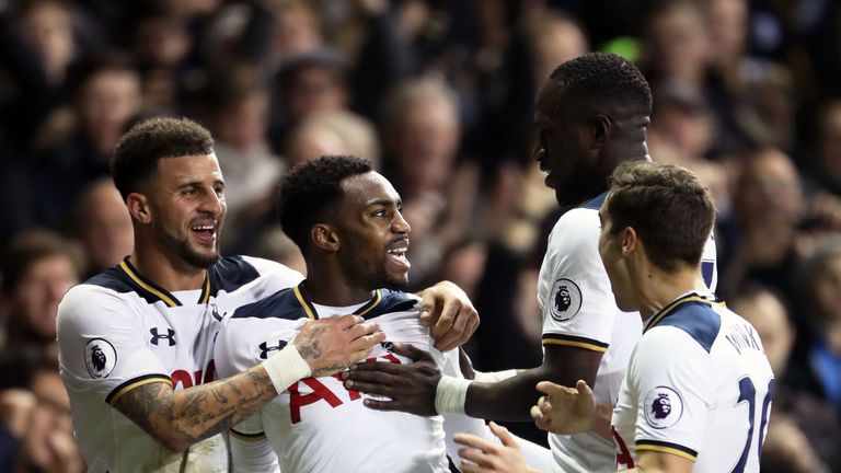 Tottenham celebrate Danny Rose's winner