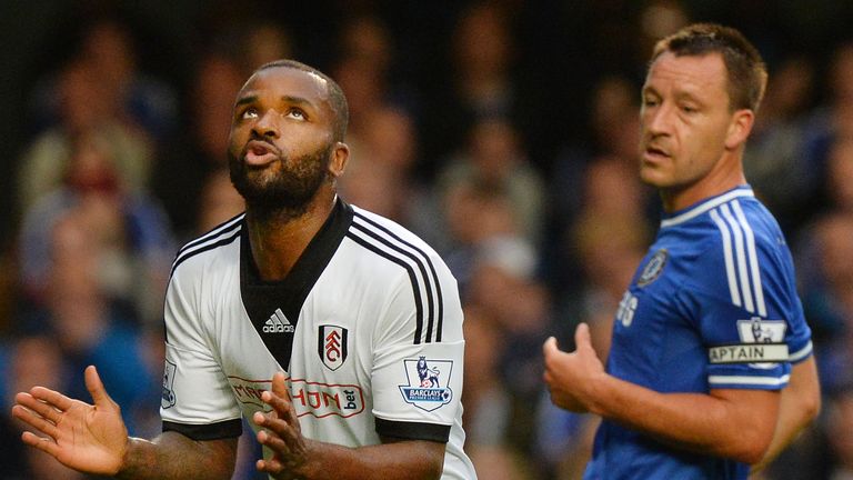 Darren Bent reacts after a missed shot for Fulham against Chelsea