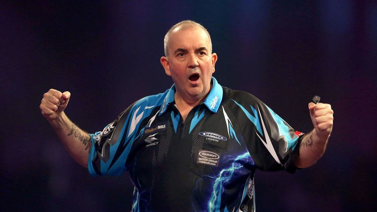 Phil Taylor reacting during day twelve of the PDC World Darts Championship