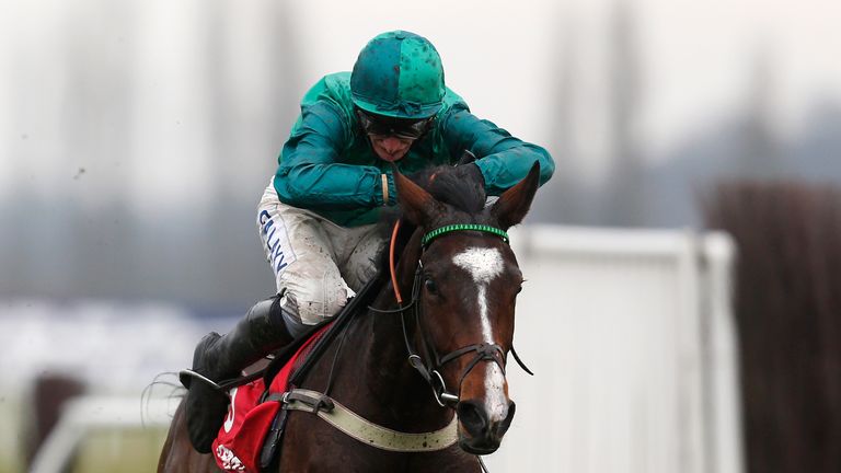 Daryl Jacob riding Messire Des Obeaux to victory in the Challow Hurdle at Newbury