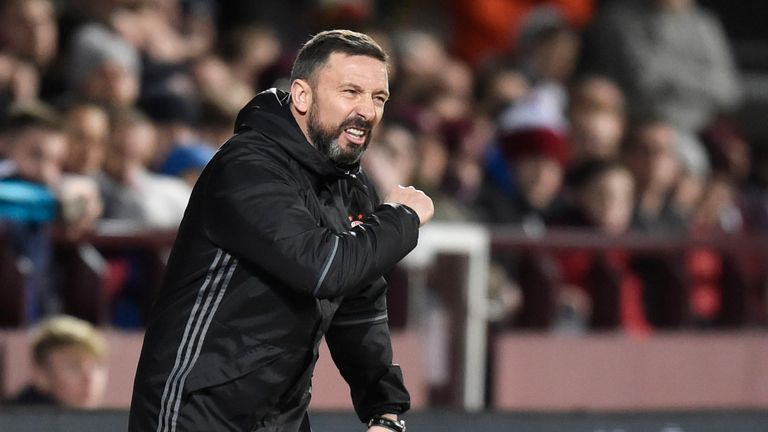 30/12/16 LADBROKES PREMIERSHIP .  HEARTS v ABERDEEN (0-1) .  TYNECASTLE - EDINBURGH  .  Aberdeen manager Derek McInnes