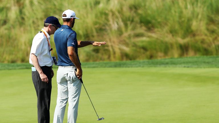 Dustin Johnson explains how his ball moved on the fifth green on the final day of the US Open
