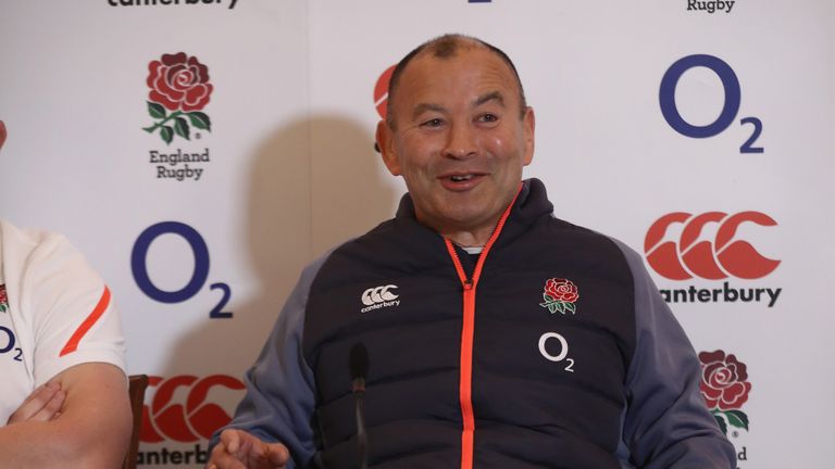Eddie Jones, the England head coach, faces the media during the England press conference held at Pennyhill Park on December 1