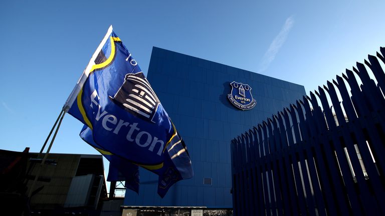 A general view from outside the stadium prior to the Premier League match between Everton and Manchester United at Goodison Park
