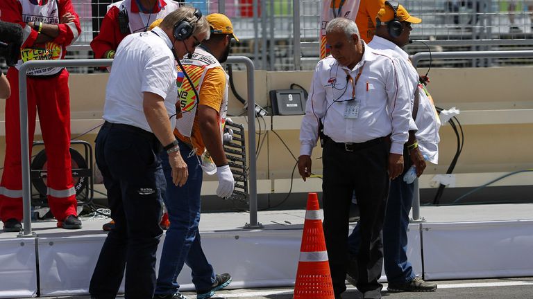 F1 gets technical as a plastic cone comes to the rescue when a drain cover comes loose in the Baku pitlane - Picture from Sutton Images 
