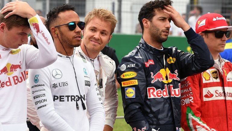 Nico Rosberg takes a close look at Lewis Hamilton ahead of the German GP - Picture from Sutton Images