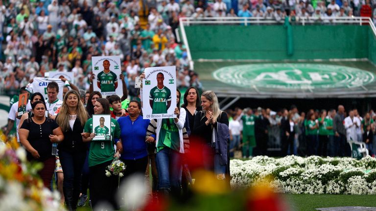 Relatives of the Chapecoense players paid tribute at the weekend
