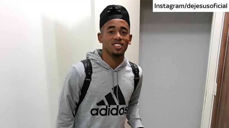 Gabriel Jesus posted this image to his official Instagram account before landing in Manchester