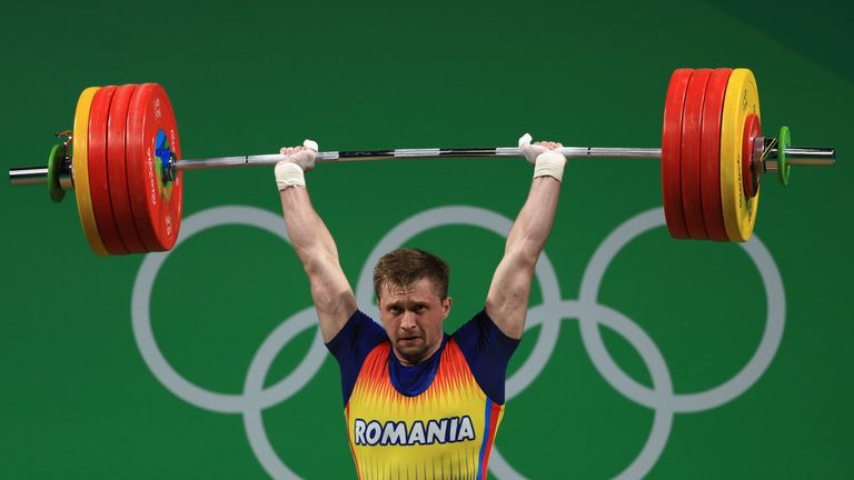RIO DE JANEIRO, BRAZIL - AUGUST 12:  Gabriel Sincraian of Roumania during the Weightlifting - Men's 85kg on Day 7 of the Rio 2016 Olympic Games at Riocentr