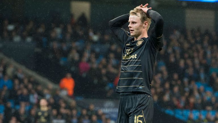 Gary Mackay-Steven reacts to a missed chance at Manchester City, December 2016