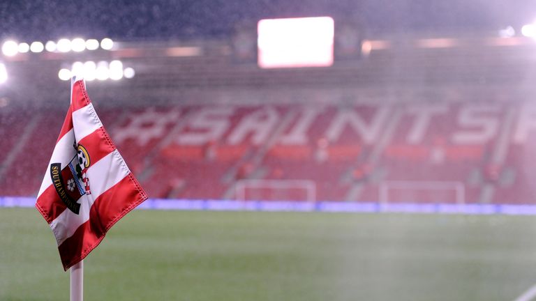 General view of a Southampton Football Club branded corner flag 