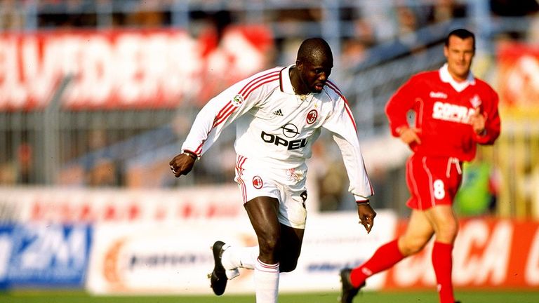 1 Nov 1998:  George Weah of AC Milan in action during the Italian Serie A match against Piacenza in Milan, Italy.  \ Mandatory Credit: Allsport UK /Allspor