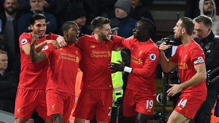 Georginio Wijnaldum celebrates his early goal with team-mates