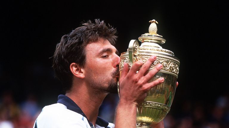 Goran Ivanisevic with the Wimbledon trophy in 2001