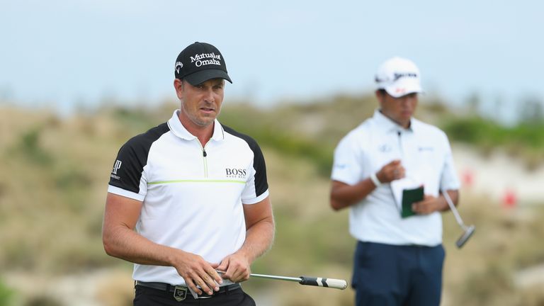 Henrik Stenson and Hideki Matsuyama during the final round of the Hero World Challenge