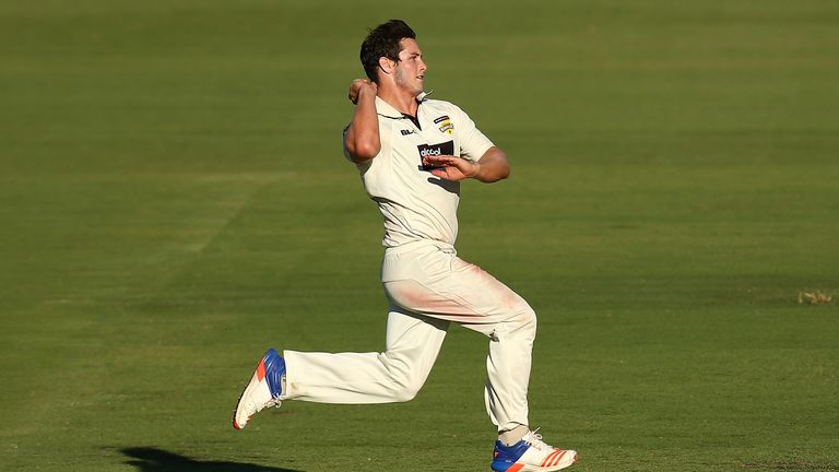 Hilton Cartwright of Western Australia bowls during day two of the Sheffield Shield match against Tasmania