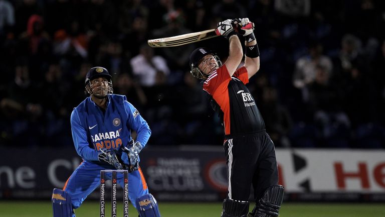 CARDIFF, WALES - SEPTEMBER 16:  Ian Bell of England hits out during the 5th Natwest One Day International Series match between England and India at the Swa