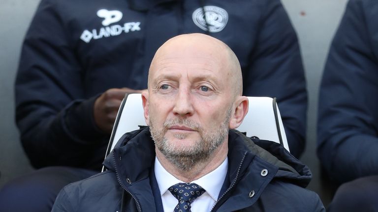 Ian Holloway looks on during the Sky Bet Championship match at the AMEX Stadium in Brighton