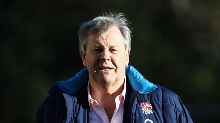 Ian Ritchie, the RFU chief executive looks on during the England training session held at Pennyhill Park