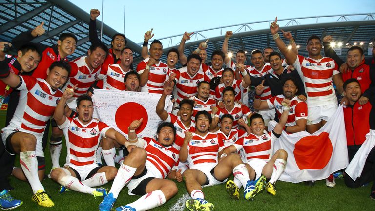 Japan beat South Africa during the Rugby World Cup 2015 