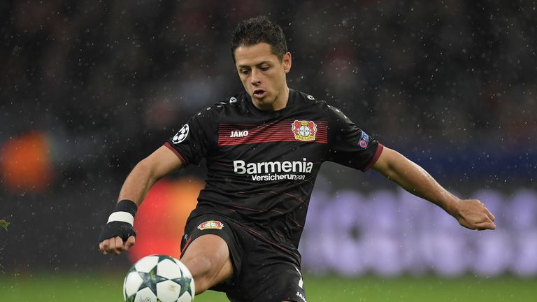 Javier Hernandez in action for Bayer Leverkusen against Tottenham