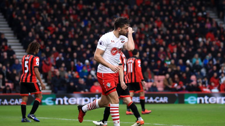 Southampton's Jay Rodriguez celebrates scoring his side's second goal of the game during the Premier League match at the Vitality Stadium, Bournemouth.