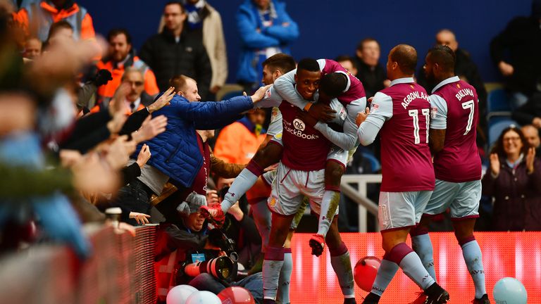 Jonathan Kodjia of Aston Villa celebrates 
