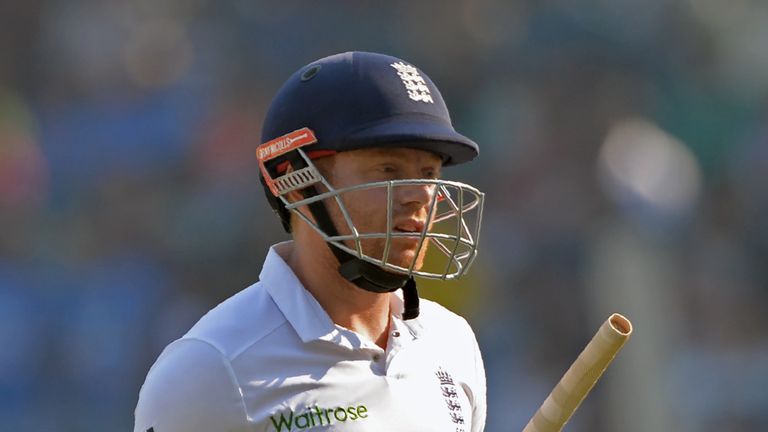 England's Jonny Bairstow walks back towards the pavilion after his dismissal on the final day of the fourth Test cricket match between India and England at