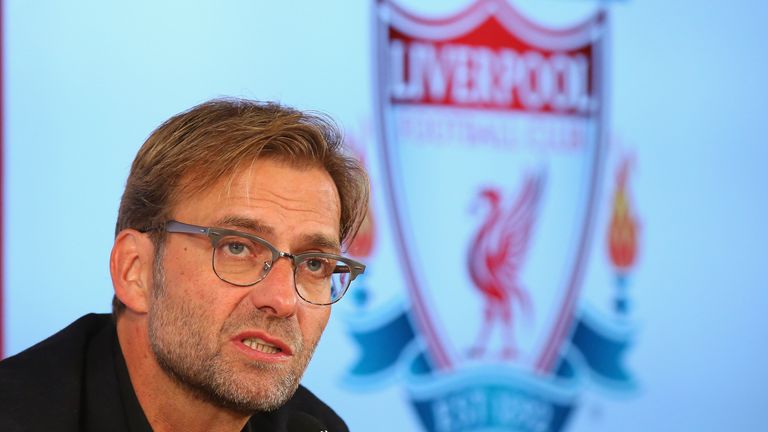 LIVERPOOL, ENGLAND - OCTOBER 09:  Jurgen Klopp is unveiled as the new manager of Liverpool FC during a press conference at Anfield on October 9, 2015 in Li