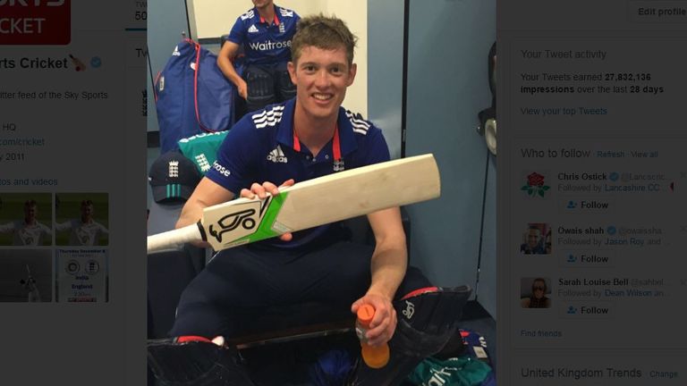 Keaton Jennings celebrates his unbeaten hundred for the Lions (PIC @EnglandCricket)