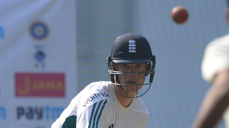 Keaton Jennings nets with England ahead of his possible Test debut in Mumbai (Credit: AFP)
