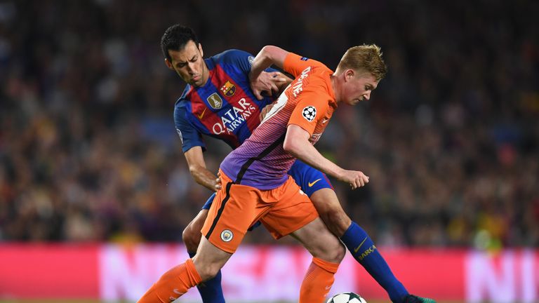 Kevin de Bruyne played as Manchester City's false nine against Barcelona