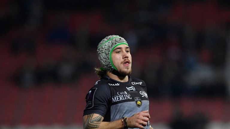 GLOUCESTER, ENGLAND - DECEMBER 08:  La Rochelle player Gabriel Lacroix in action during the European Rugby Challenge Cup match between Gloucester Rugby and