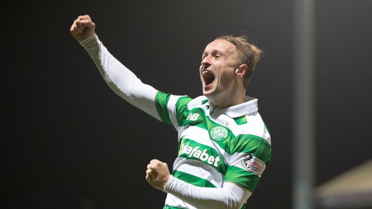 Celtic's Leigh Griffiths celebrates scoring his side's third goal of the game