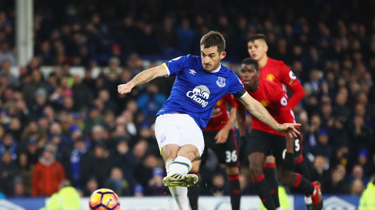 LIVERPOOL, ENGLAND - DECEMBER 04:  Leighton Baines of Everton scores their first and equalising goal from the penalty spot during the Premier League match 