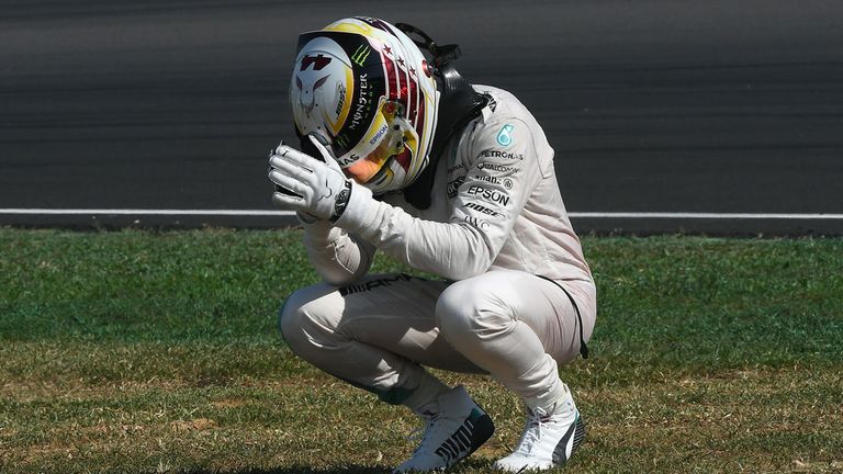 Lewis Hamilton reacts to his Malaysia GP retirement - Picture from Sutton Image