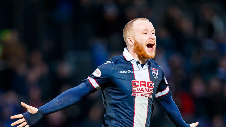 Ross County's Liam Boyce wheels away to celebrate after giving his side the lead against Inverness 