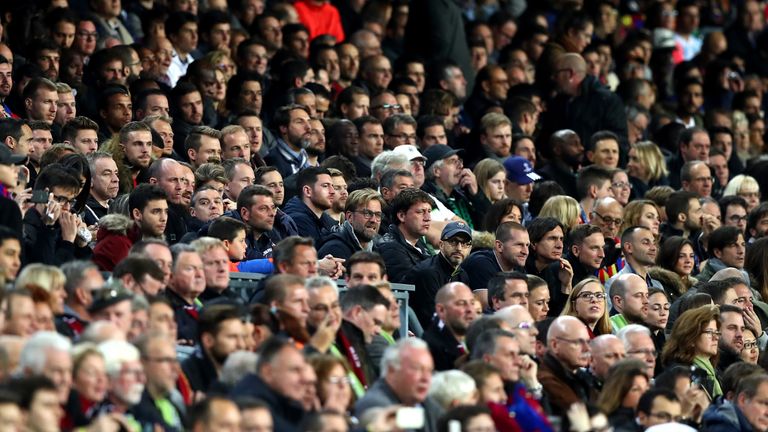 The Liverpool players mixed with fans in the stands