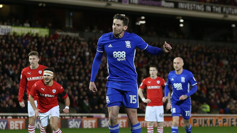 Birmingham City's Lukas Jutkiewicz scores his penalty to equalise against Barnsley