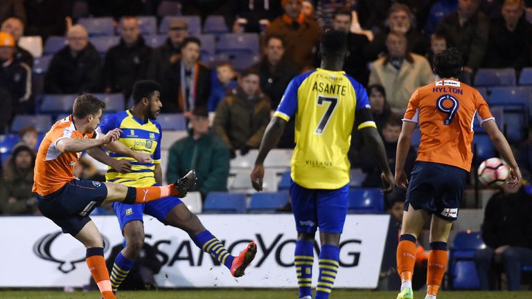 Johnny Mullins scores Luton's second goal