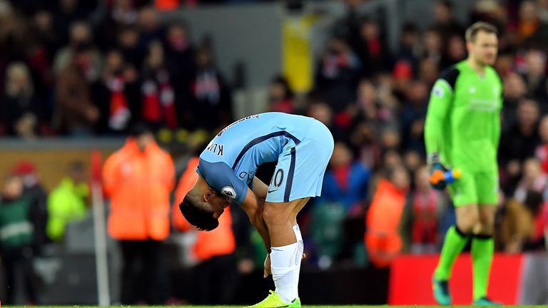 Sergio Aguero after the 1-0 defeat to Liverpool at Anfield