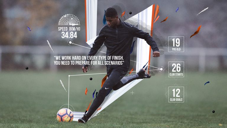 Marcus Rashford trains fast in Nike Football Training apparel