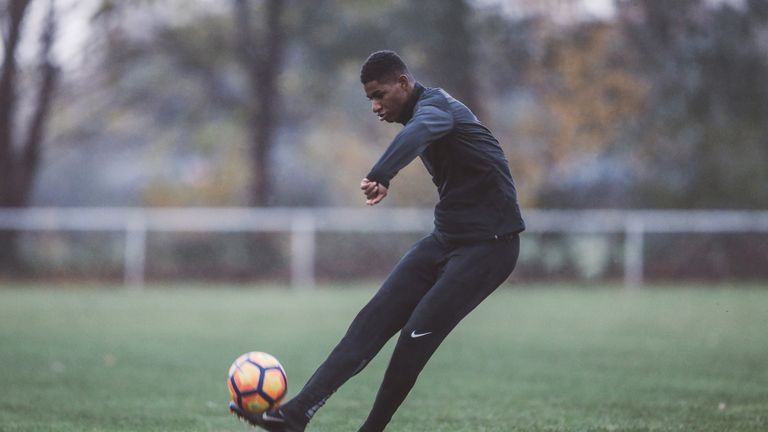 Marcus Rashford hones his finishing skills in Nike Football Training apparel 