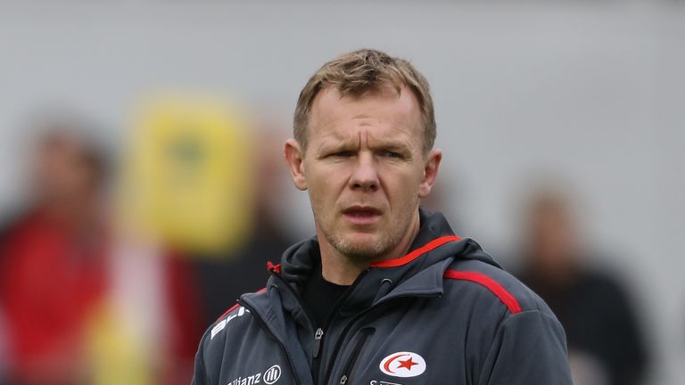 BARNET, ENGLAND - OCTOBER 29:  Mark McCall, the Saracens director of rugby looks on during the Aviva Premiership match between Saracens and Leicester Tiger