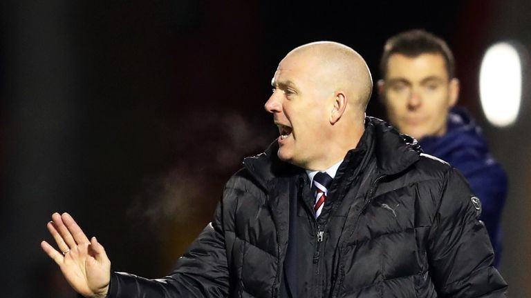 Rangers manager Mark Warburton gestures on the touchline