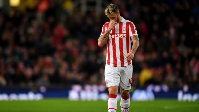 Marko Arnautovic walks off the pitch after being sent off