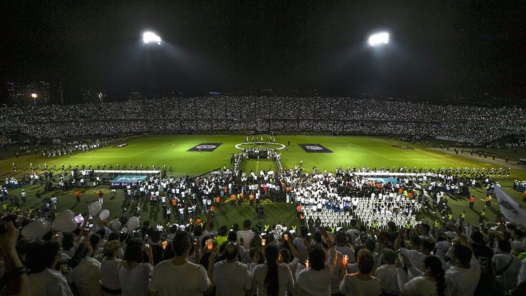 Football supporters in Medellin also gathered to pay tribute to the Chapecoense players