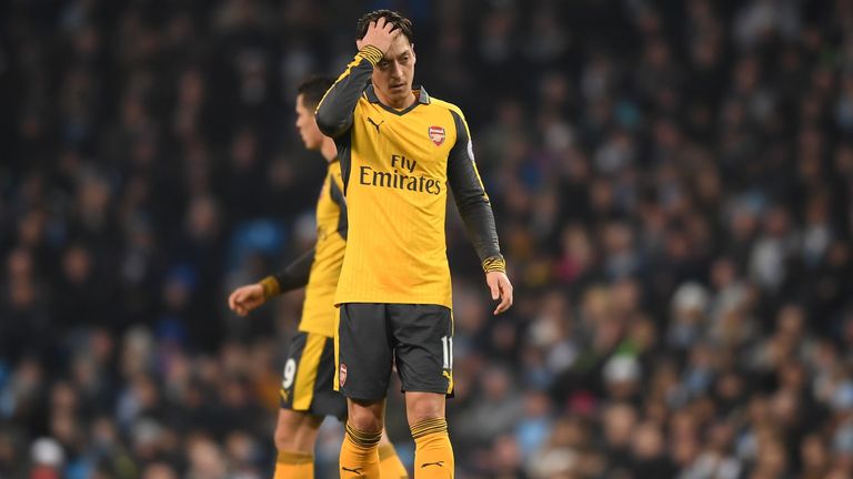 Mesut Ozil's performance in Arsenal's defeat at Manchester City was criticised by some supporters