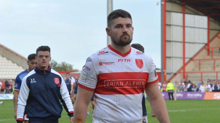 Hull Kingston Rovers' Mitch Allgood leaves the field dejected after they lost the First Utility Super League, Million Pound Game at Craven Park, Hull.